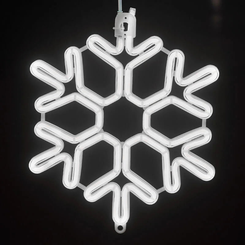 Wodoodporne Lampki LED w Kształcie Płatków Śniegu - Biały