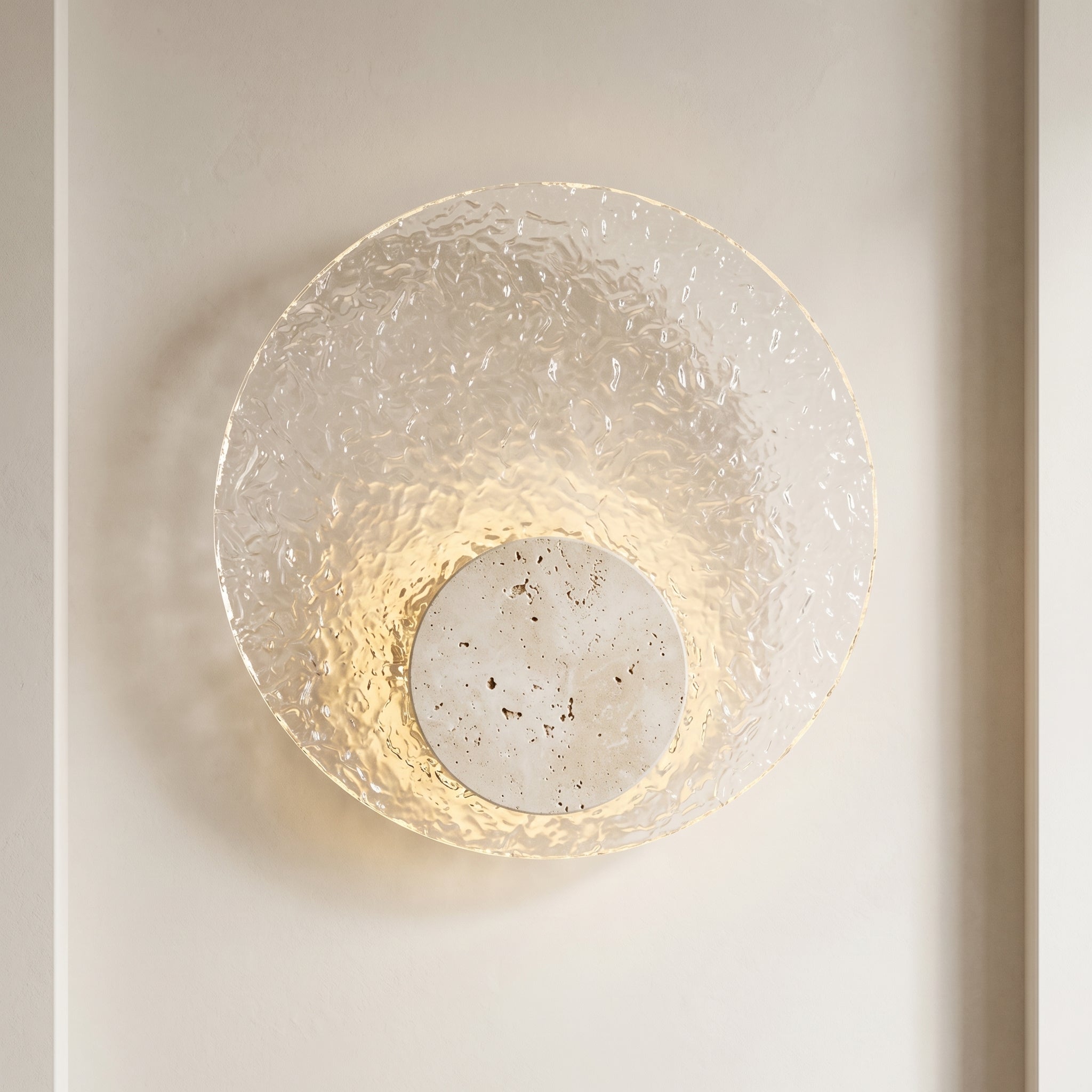 Trawertyn - lampa ścienna LED, widok z boku