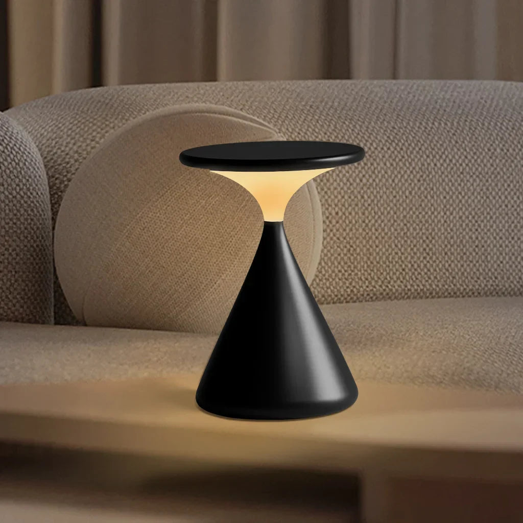 Aeron Hourglass | Bezprzewodowa Lampa Stołowa LED – Designerska Lampka z Regulacją Jasności