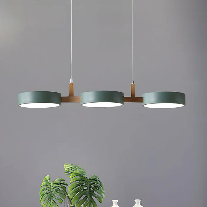 Wielopunktowa lampa wisząca LED | Designerska lampa sufitowa z drewna i metalu do kuchni oraz jadalni