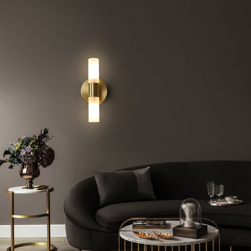 Arisha Cylindrical Gold Wall Lamp | Modern Metal LED Sconce for Living Room & Bathroom