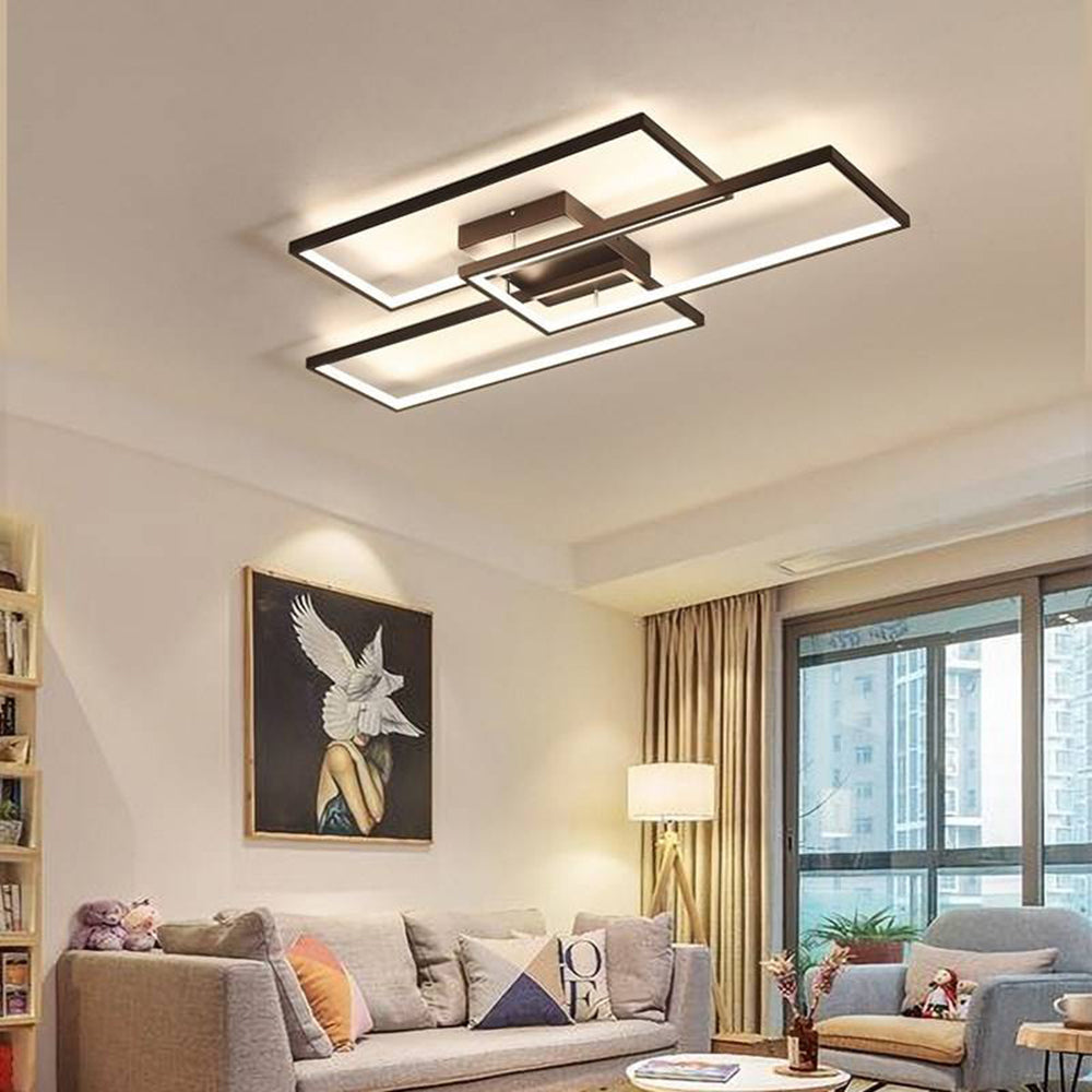 Prostokątna lampa sufitowa LED Arisha | Designerska lampa z funkcją ściemniania do salonu i sypialni