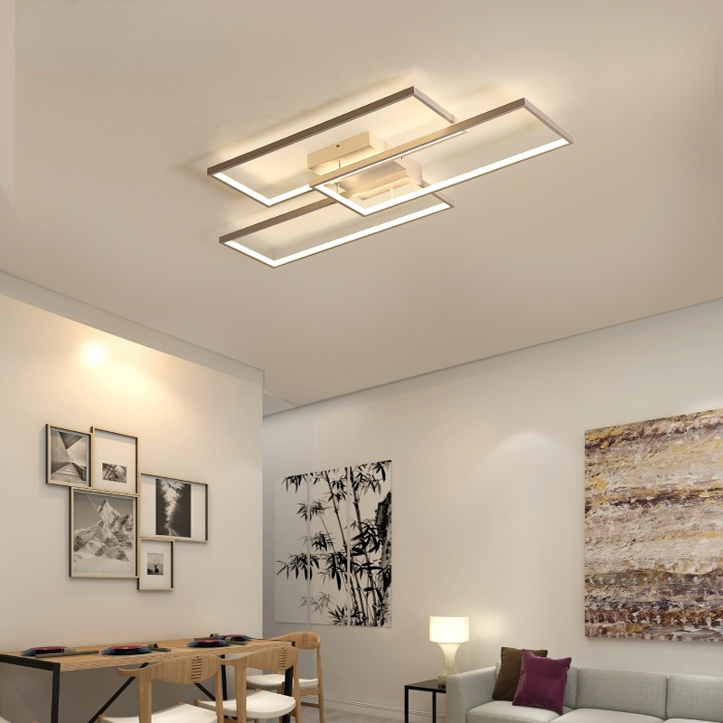 Prostokątna lampa sufitowa LED Arisha | Designerska lampa z funkcją ściemniania do salonu i sypialni