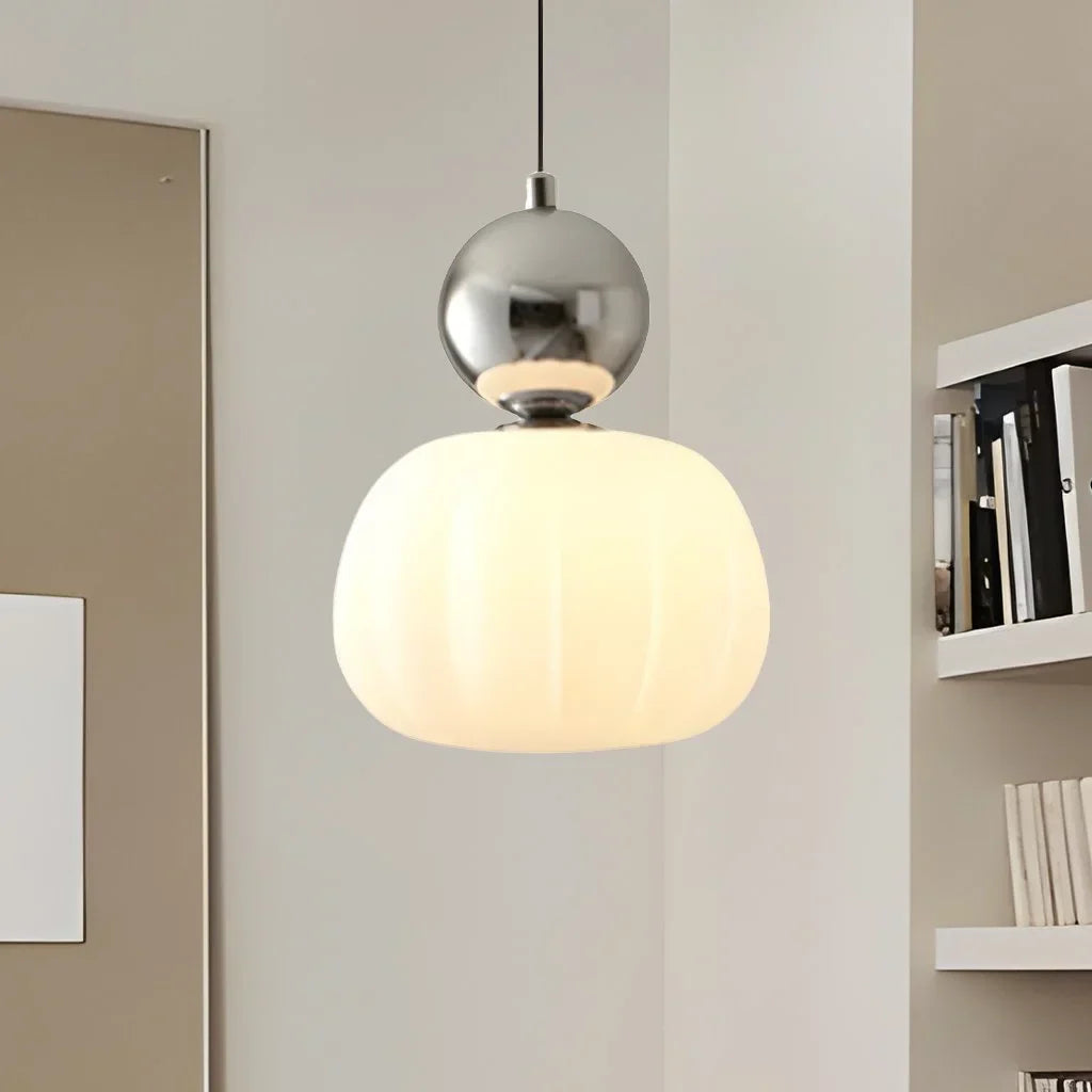 Lampa wisząca Art Deco ze szkła i metalu | Designerska lampa sufitowa do salonu i jadalni