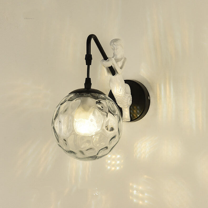 Artistic Mermaid Wall Sconce | Sculptural Glass Shade Wall Light for Cozy Ambiance