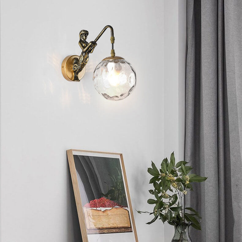 Artistic Mermaid Wall Sconce | Sculptural Glass Shade Wall Light for Cozy Ambiance