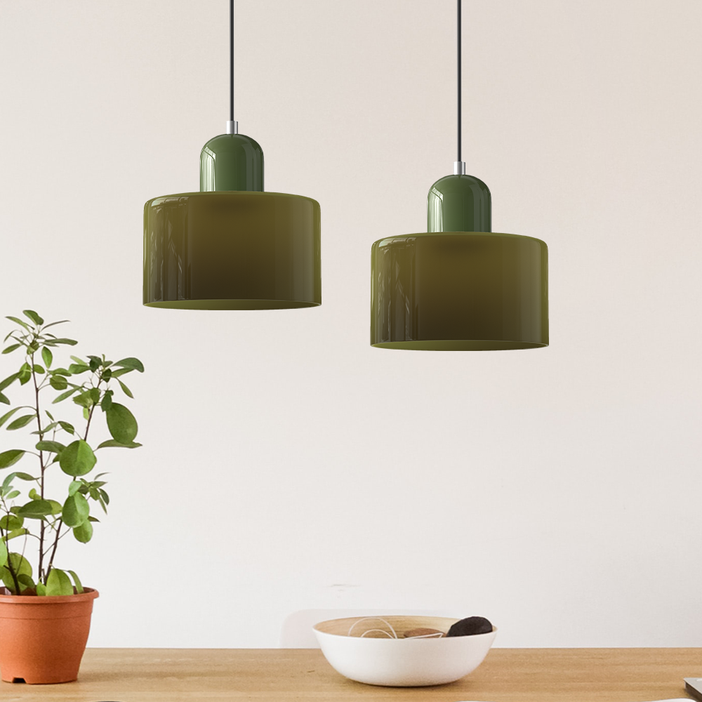 Kolekcja Bauhaus | Szklana Lampa Wisząca z Regulowaną Długością Zawieszenia do Kuchni