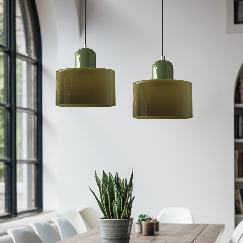 Kolekcja Bauhaus | Szklana Lampa Wisząca z Regulowaną Długością Zawieszenia do Kuchni
