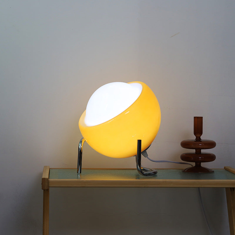 Kolekcja Bauhaus | Retro Lampa Stołowa LED ze Szklanym Kloszem do Sypialni i Salonu