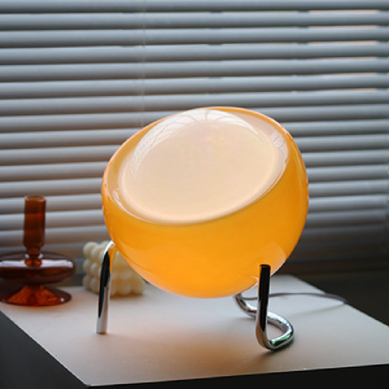 Kolekcja Bauhaus | Retro Lampa Stołowa LED ze Szklanym Kloszem do Sypialni i Salonu