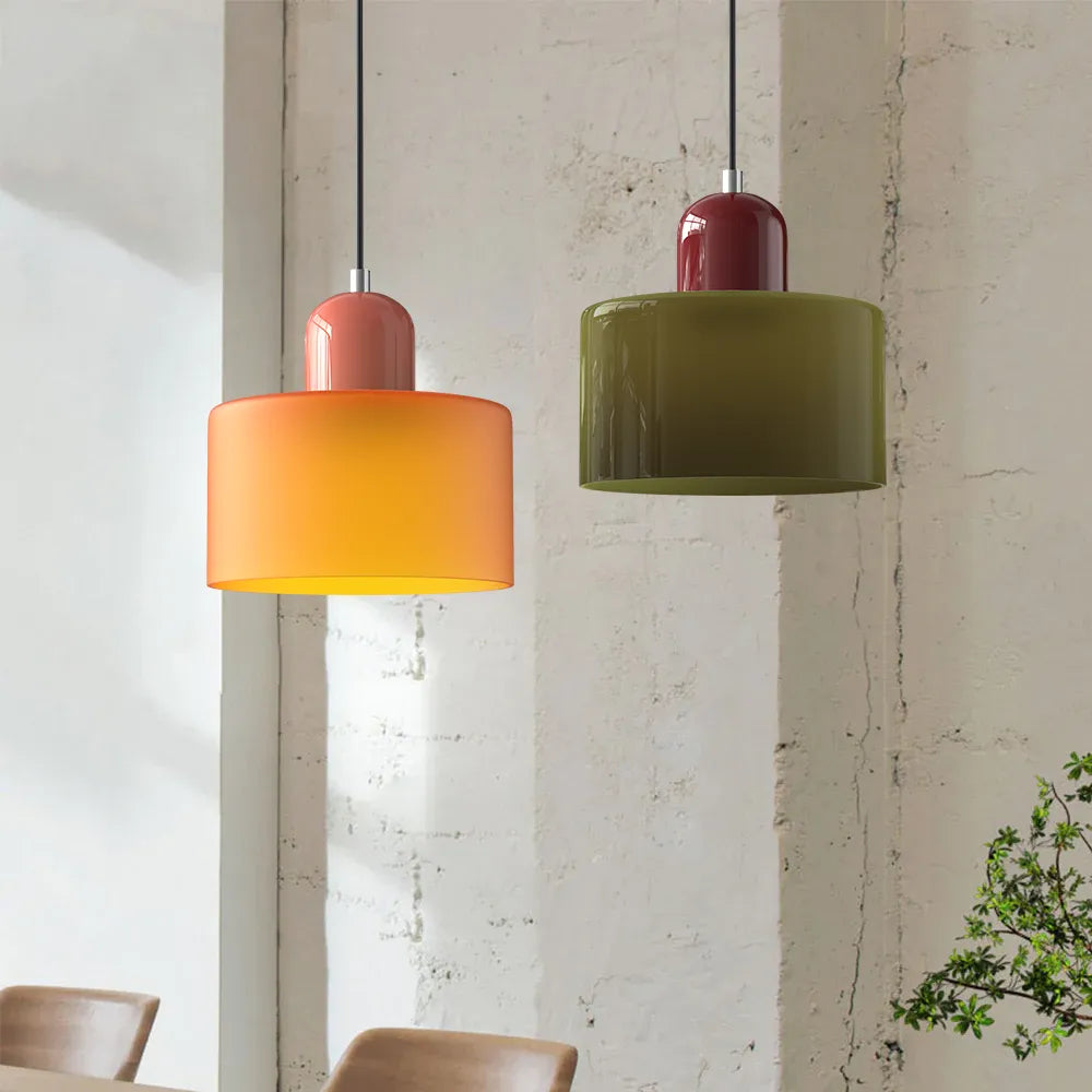 Okrągła lampa wisząca ze szkła | Designerska lampa sufitowa Bauhaus do kuchni, salonu i jadalni