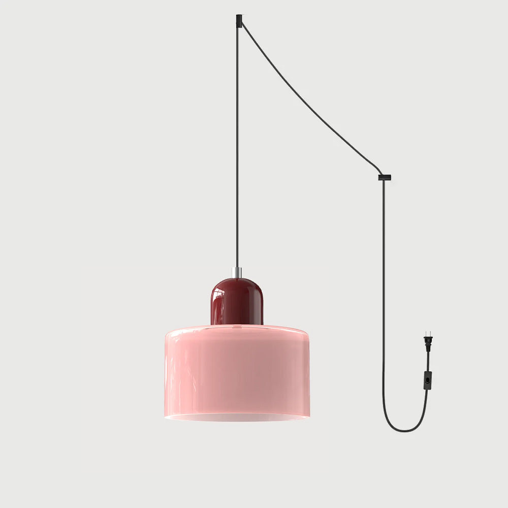 Okrągła lampa wisząca ze szkła | Designerska lampa sufitowa Bauhaus do kuchni, salonu i jadalni