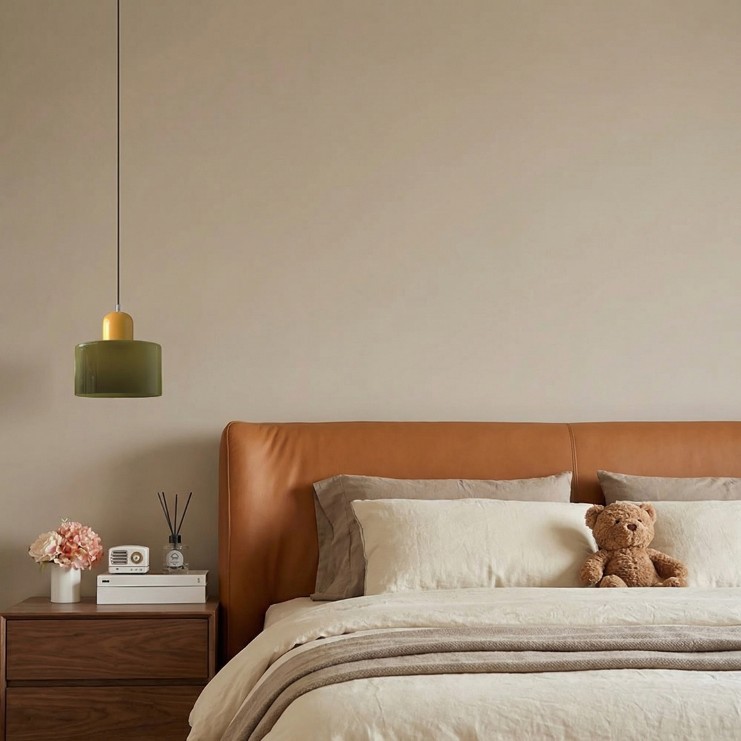 Okrągła lampa wisząca ze szkła | Designerska lampa sufitowa Bauhaus do kuchni, salonu i jadalni