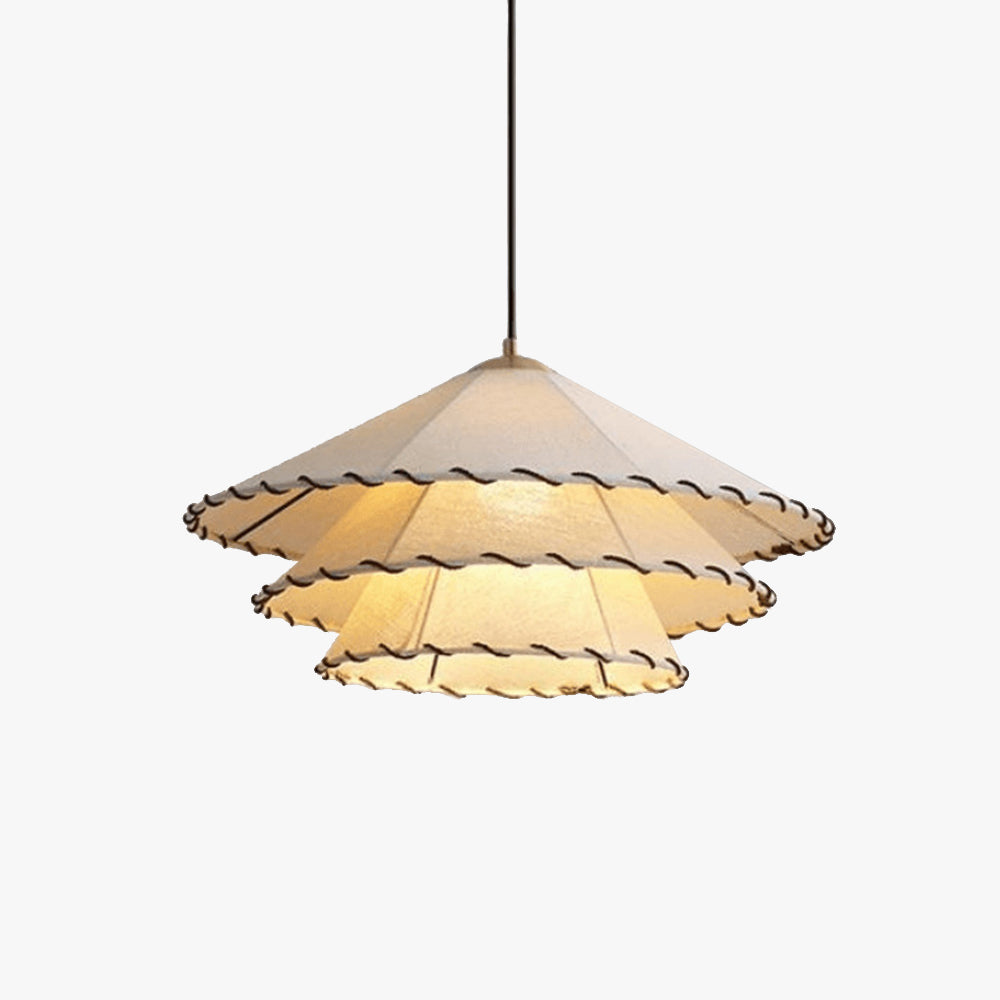 Plisowana Lampa Wisząca w Stylu Boho z Metalu i Tkaniny