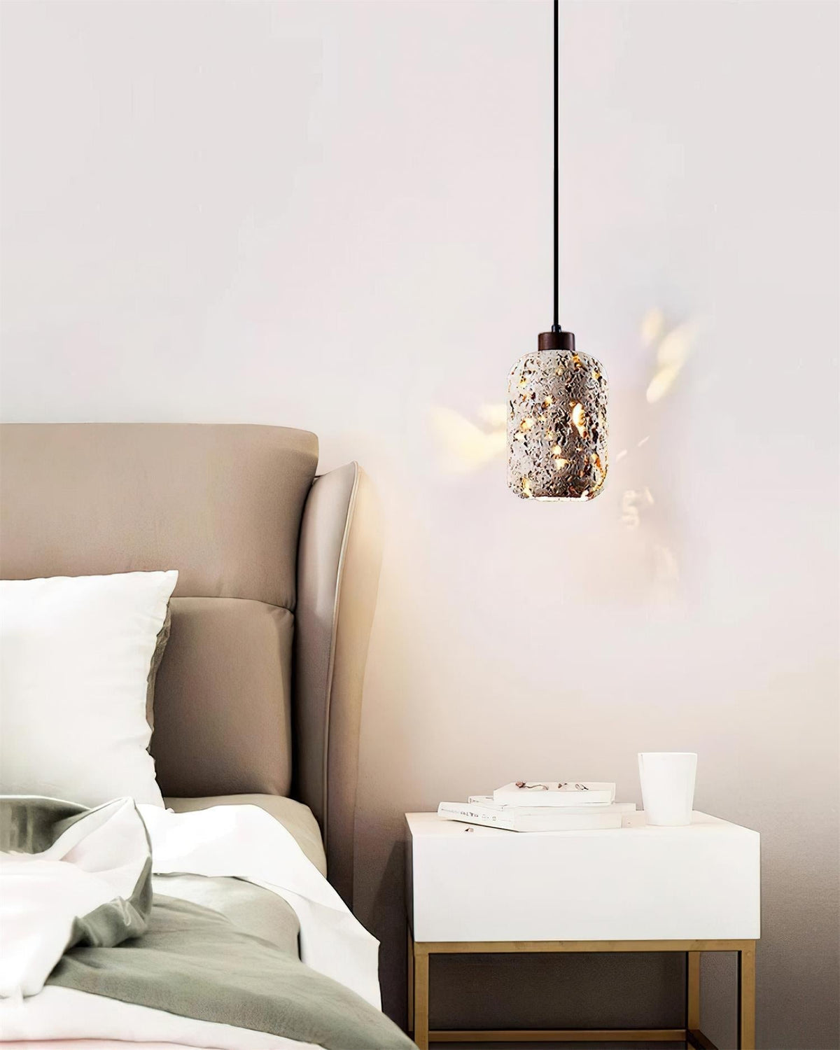 Lampa Wisząca z Naturalnego Trawertynu
