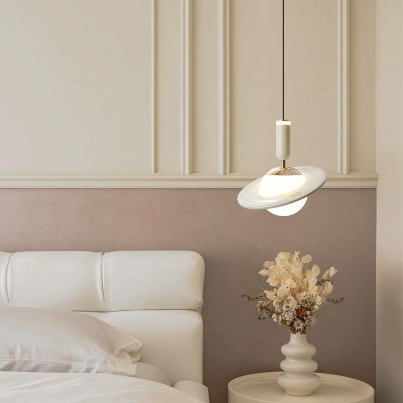 Cosmic Glow Saturn Pendant Light | Adjustable Height LED Chandelier for Kitchen