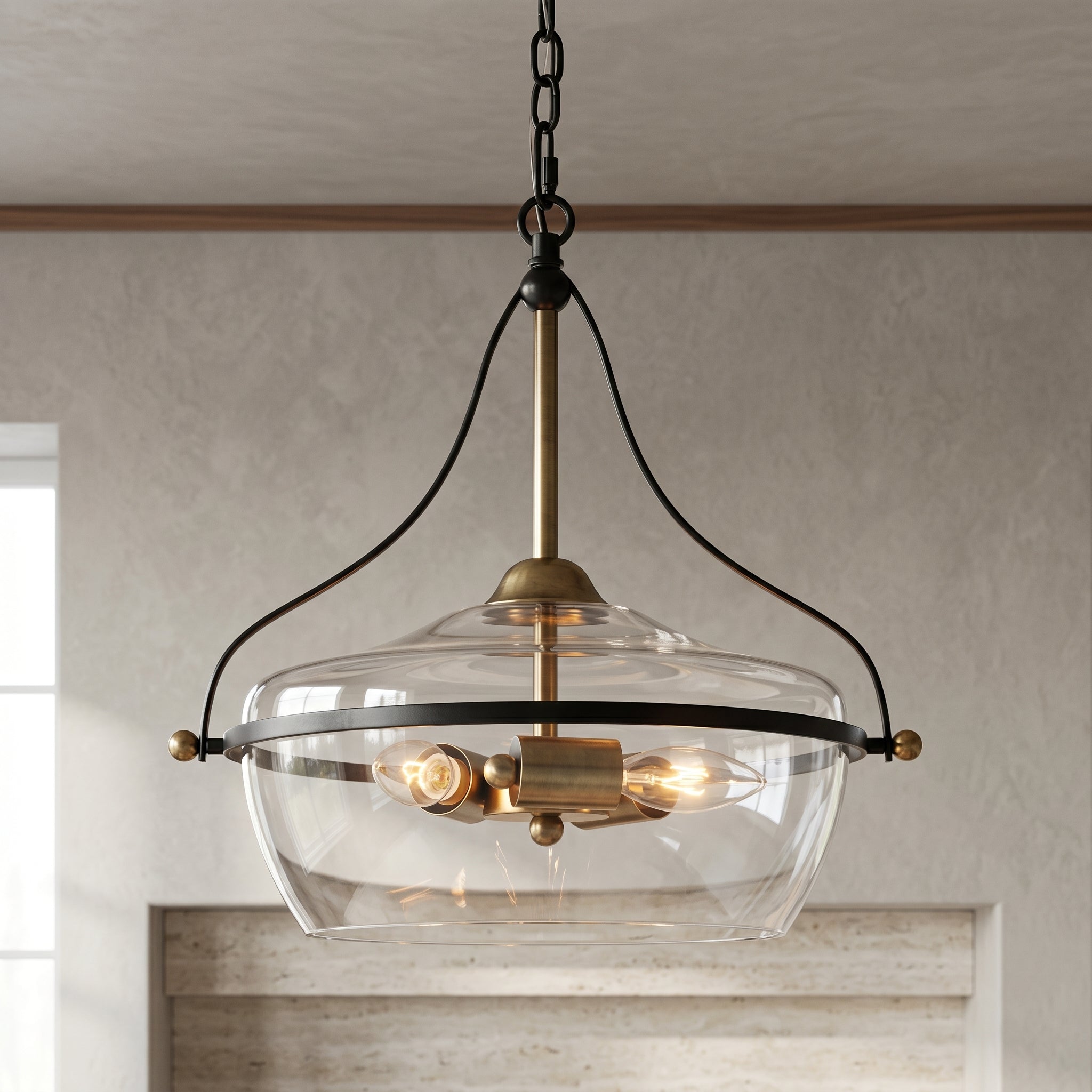 Lampa wisząca Eira ze szkła | Designerska lampa sufitowa industrialna z 3 kloszami do kuchni i jadalni