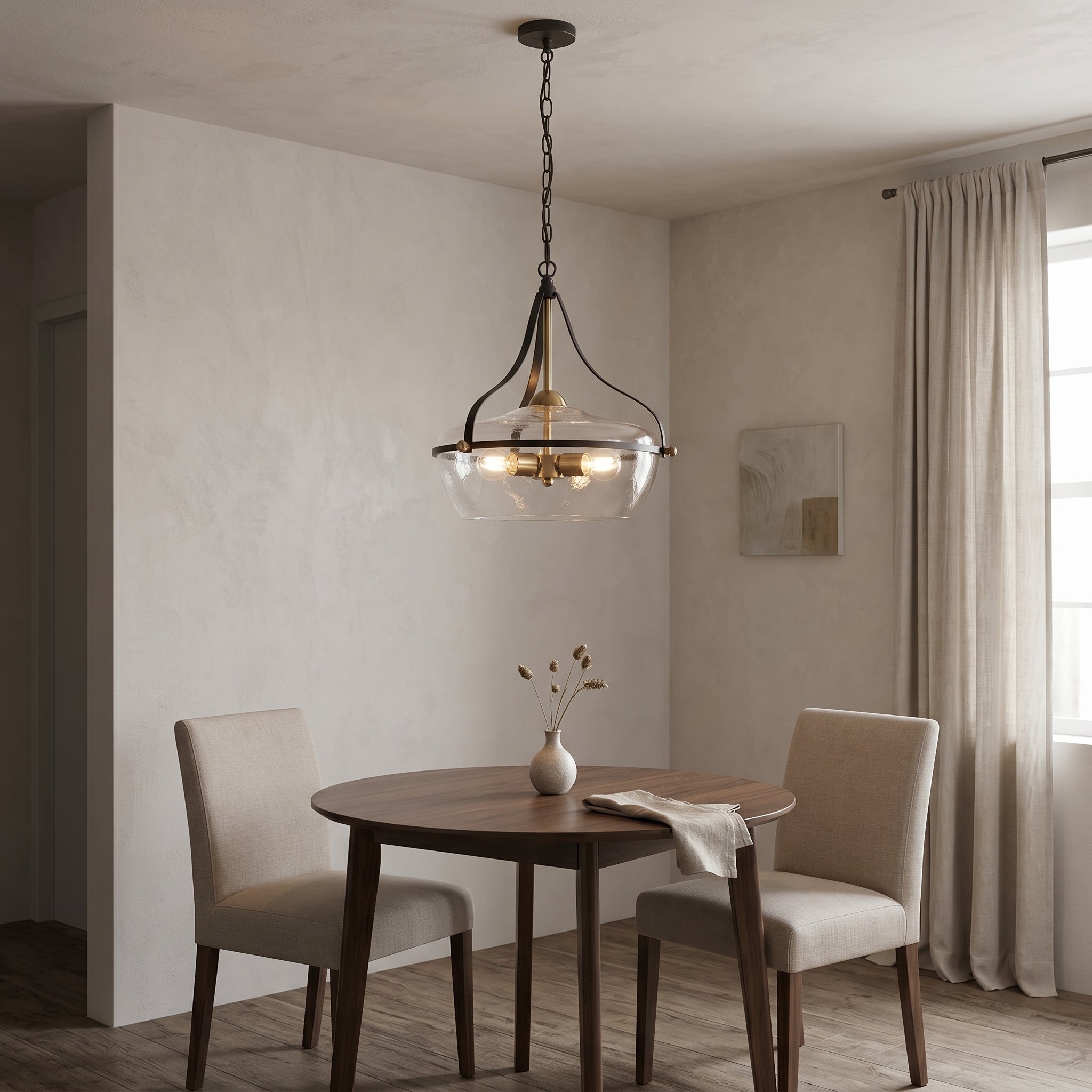 Lampa wisząca Eira ze szkła | Designerska lampa sufitowa industrialna z 3 kloszami do kuchni i jadalni