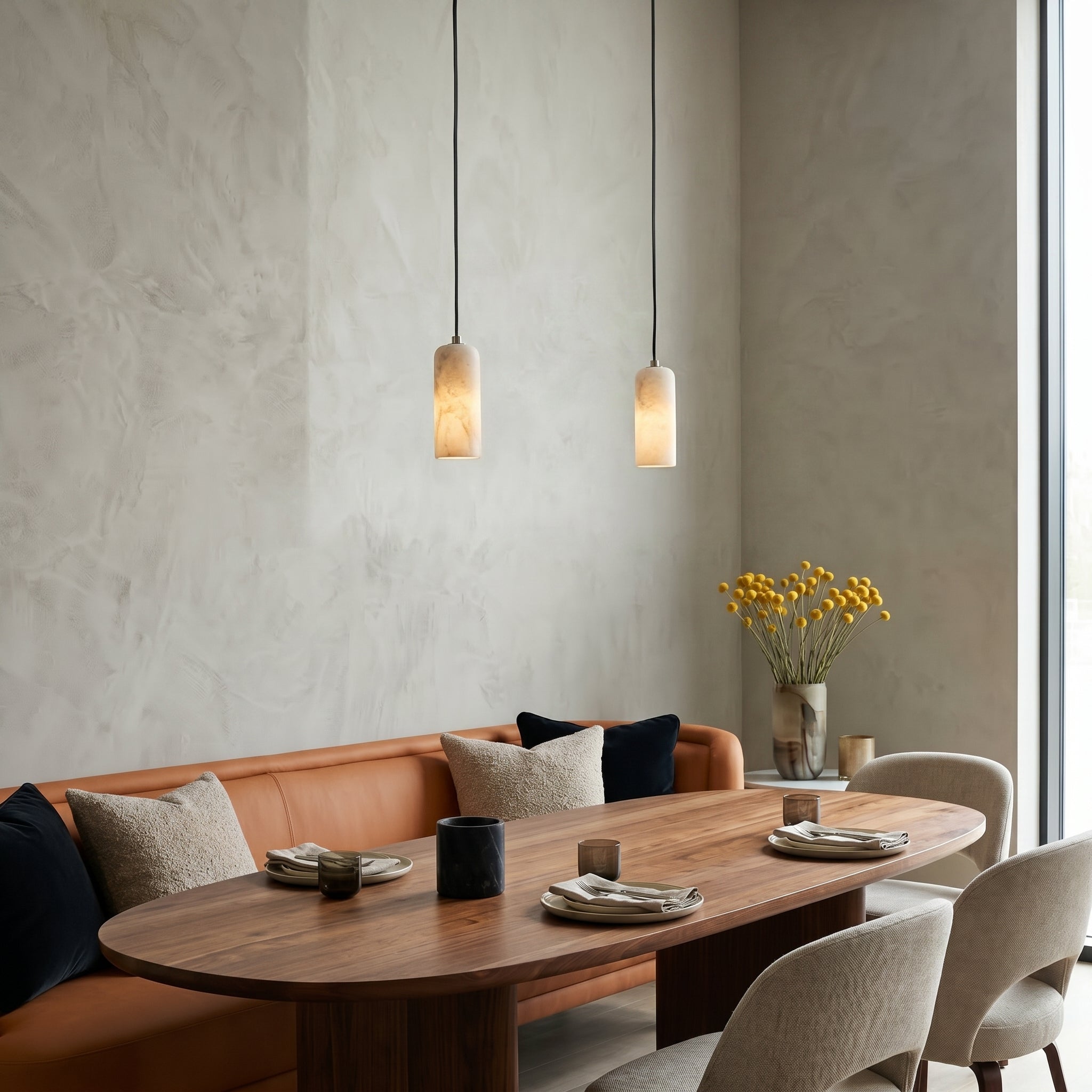 Alabastrowa lampa wisząca kula | Designerska lampa sufitowa z mosiądzu do salonu i jadalni