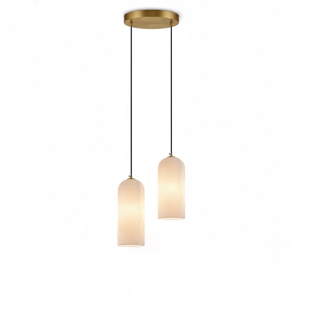 Alabastrowa lampa wisząca kula | Designerska lampa sufitowa z mosiądzu do salonu i jadalni