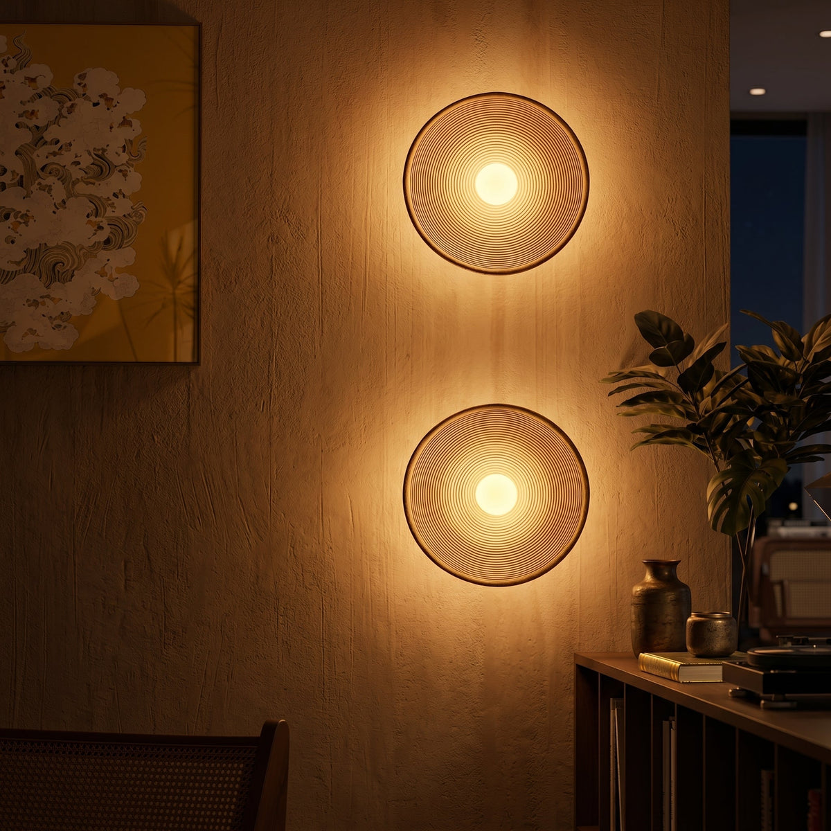 Elegant Ceramic Round Wall Lamp | Minimalist Japandi LED Sconce