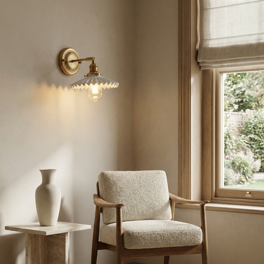 Elegancki kinkiet ceramiczny z mosiężnymi akcentami – zdjęcie 2