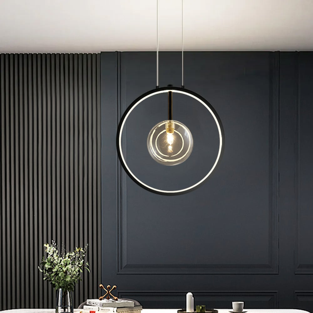 Lumen Collection | Szklana lampa wisząca kula | Nowoczesne oświetlenie do salonu, kuchni i jadalni