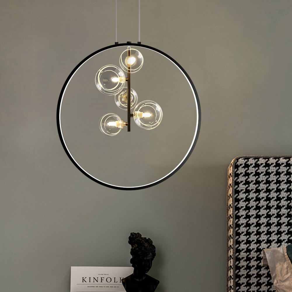 Lumen Collection | Szklana lampa wisząca kula | Nowoczesne oświetlenie do salonu, kuchni i jadalni