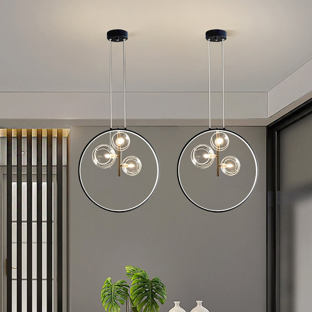 Lumen Collection | Szklana lampa wisząca kula | Nowoczesne oświetlenie do salonu, kuchni i jadalni