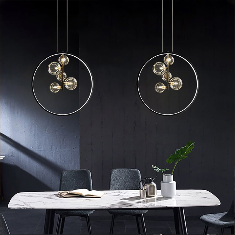 Lumen Collection | Szklana lampa wisząca kula | Nowoczesne oświetlenie do salonu, kuchni i jadalni