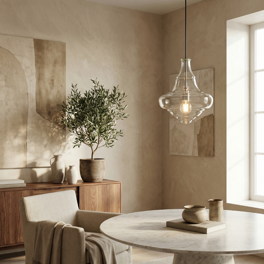 Lumen Collection | Designerska szklana lampa wisząca | Eleganckie oświetlenie do salonu, jadalni i przedpokoju