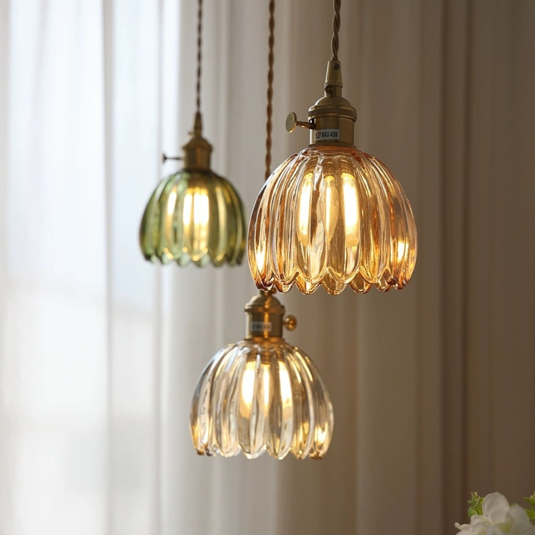 Lumen Collection | Szklana lampa wisząca w stylu vintage | Eleganckie oświetlenie do salonu, jadalni i kuchni