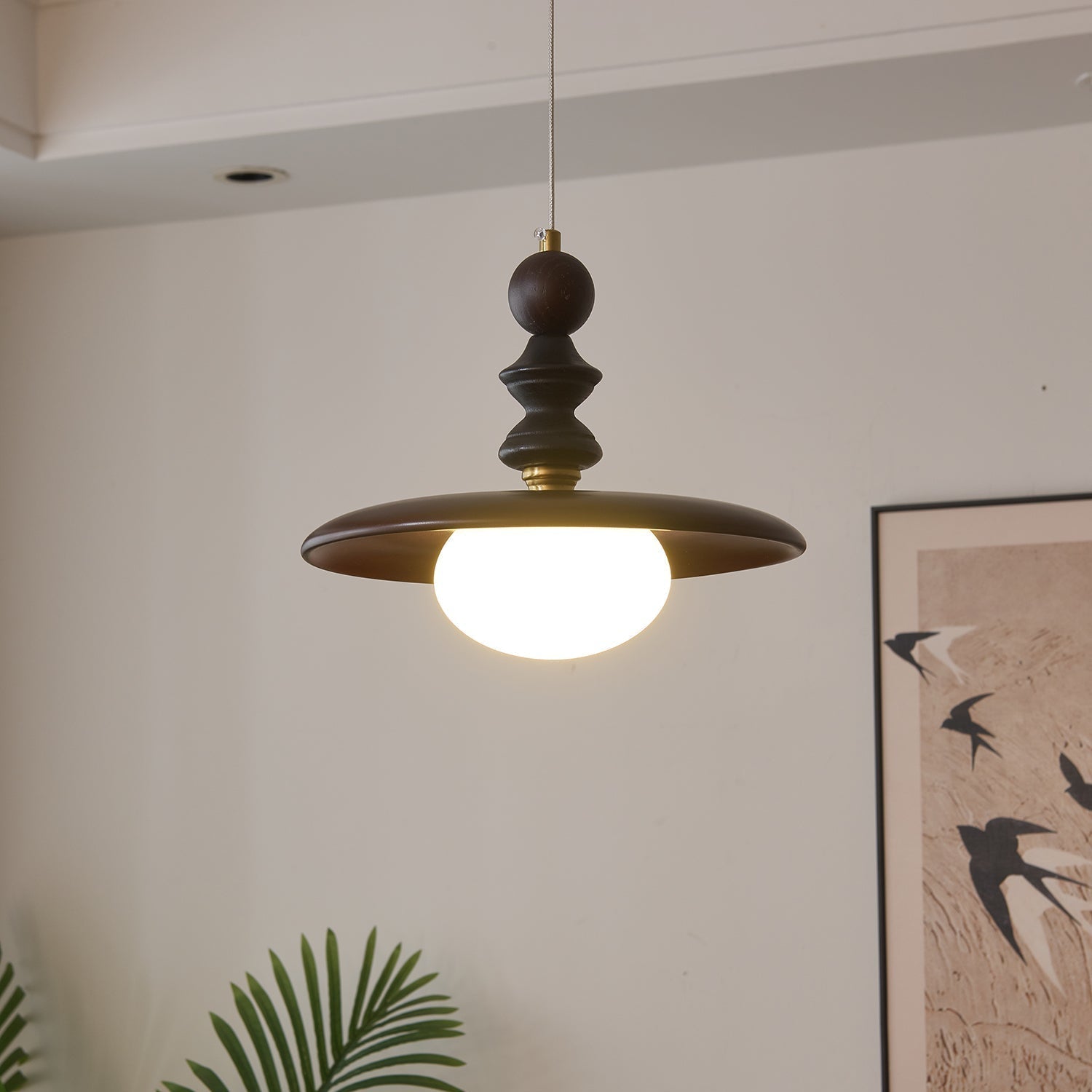 Lampa wisząca Ardell LED | Designerska lampa sufitowa z drewna, szkła i metalu do salonu i jadalni