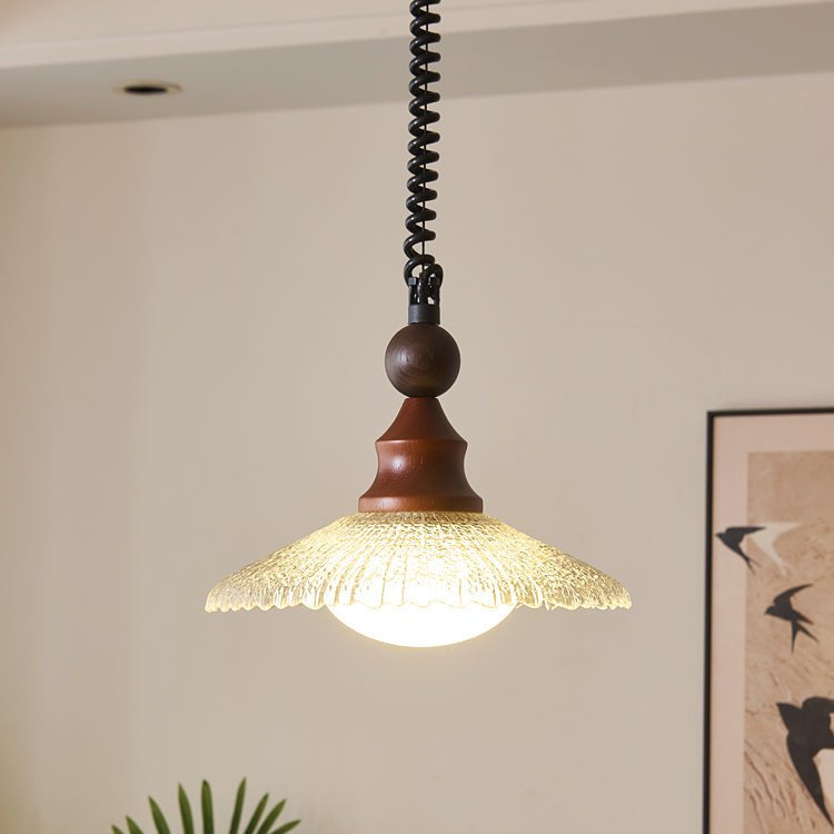 Lampa wisząca Ardell LED | Designerska lampa sufitowa z drewna, szkła i metalu do salonu i jadalni