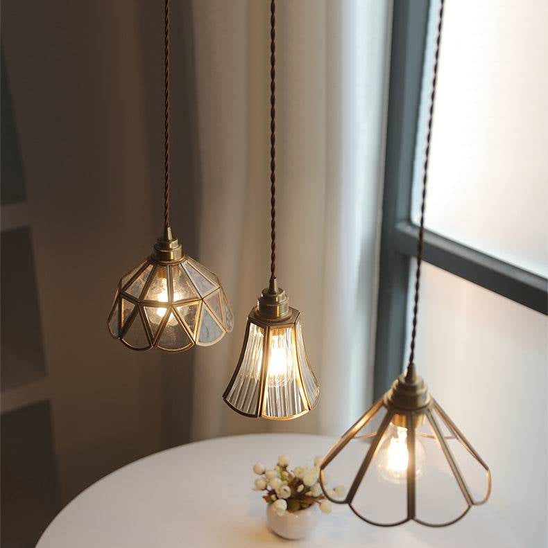 Mosiężna lampa wisząca ze szkła | Designerska lampa sufitowa do salonu, jadalni i kuchni