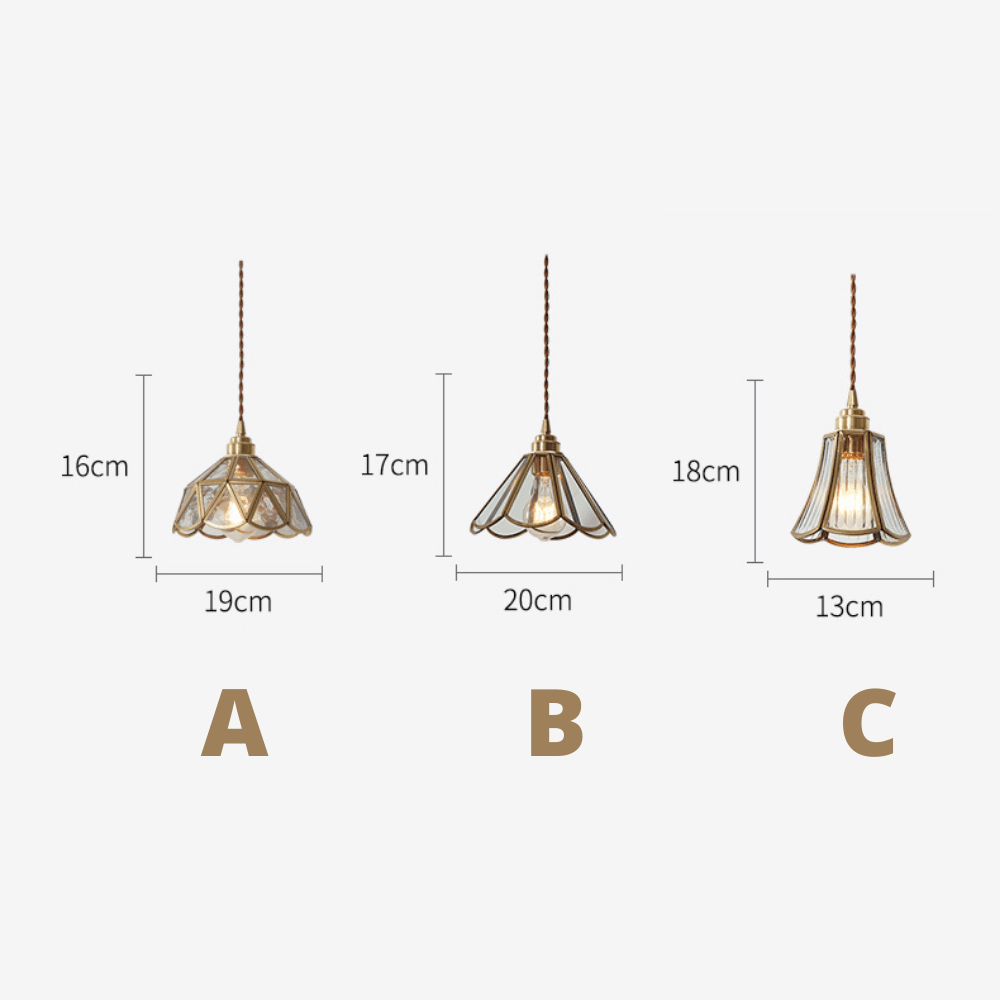 Mosiężna lampa wisząca ze szkła | Designerska lampa sufitowa do salonu, jadalni i kuchni