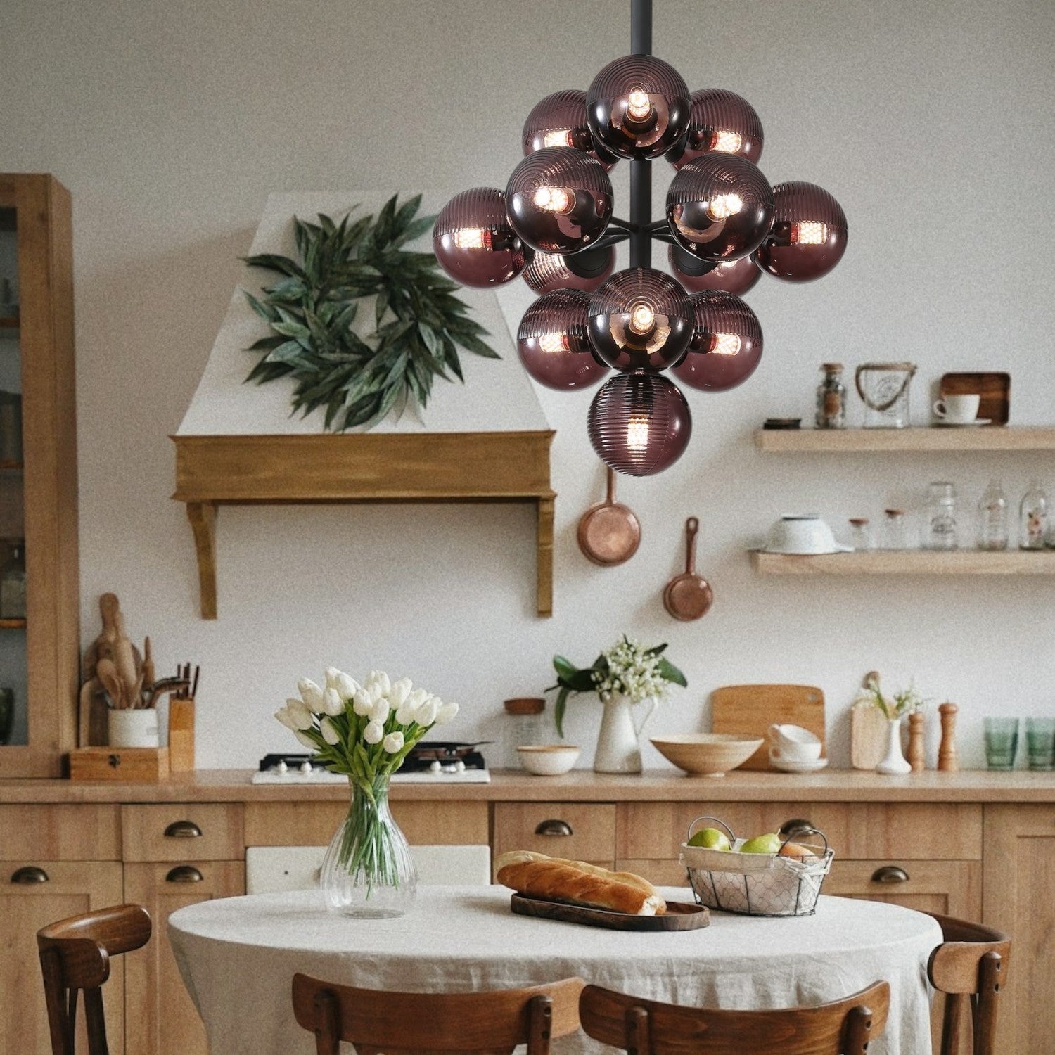 Lumen Collection | Designerska lampa wisząca Grape ze szkła | Eleganckie oświetlenie do salonu i jadalni