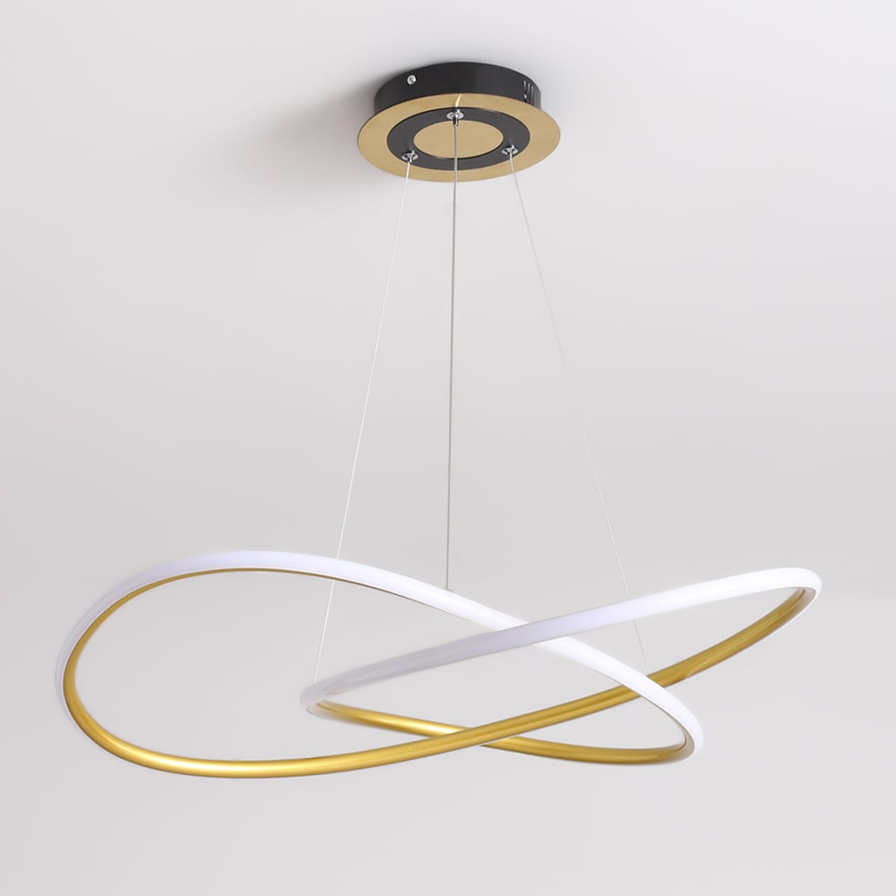 Lumen Collection | Nowoczesna lampa wisząca LED w kolorze złotym | Designerskie oświetlenie do salonu i jadalni