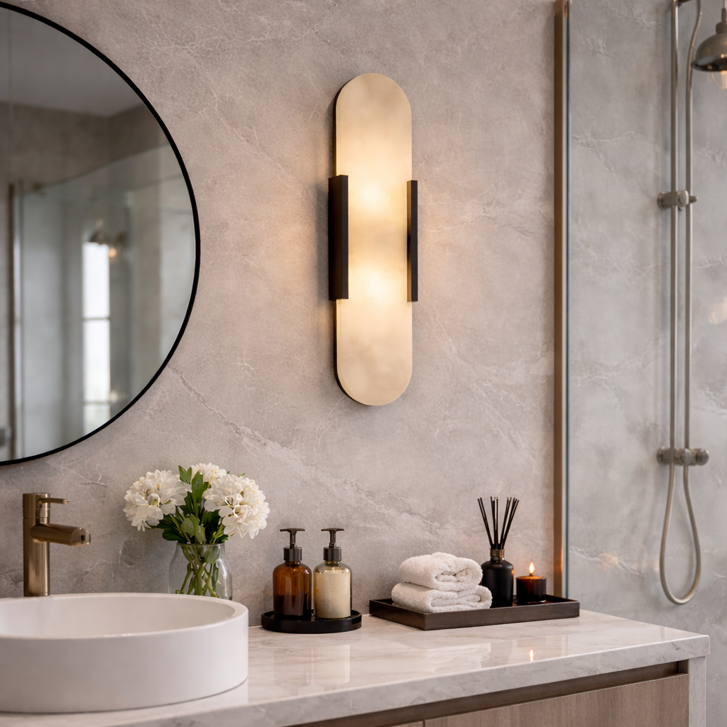 Elegant Marble Wall Sconce | Compact Design with Soft Diffused Glow