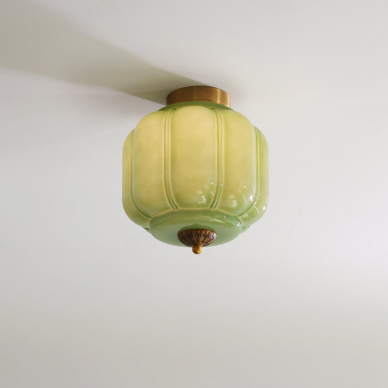 Zielona szklana lampa sufitowa Elyra | Designerska lampa z metalu i szkła do salonu, sypialni i kuchni