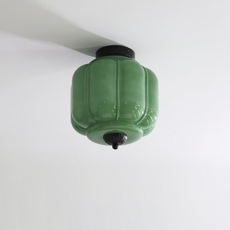 Zielona szklana lampa sufitowa Elyra | Designerska lampa z metalu i szkła do salonu, sypialni i kuchni
