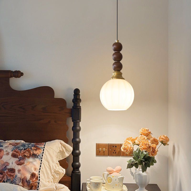Lumen Collection | Elegancka lampa wisząca ze szkła i drewna | Ponadczasowe oświetlenie do salonu i jadalni