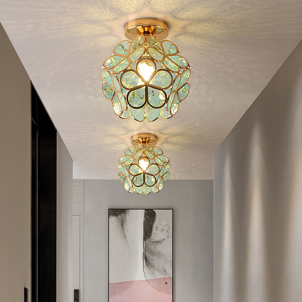Lampa sufitowa w kształcie kwiatów | Designerska szklana lampa do przedpokoju, salonu i sypialni