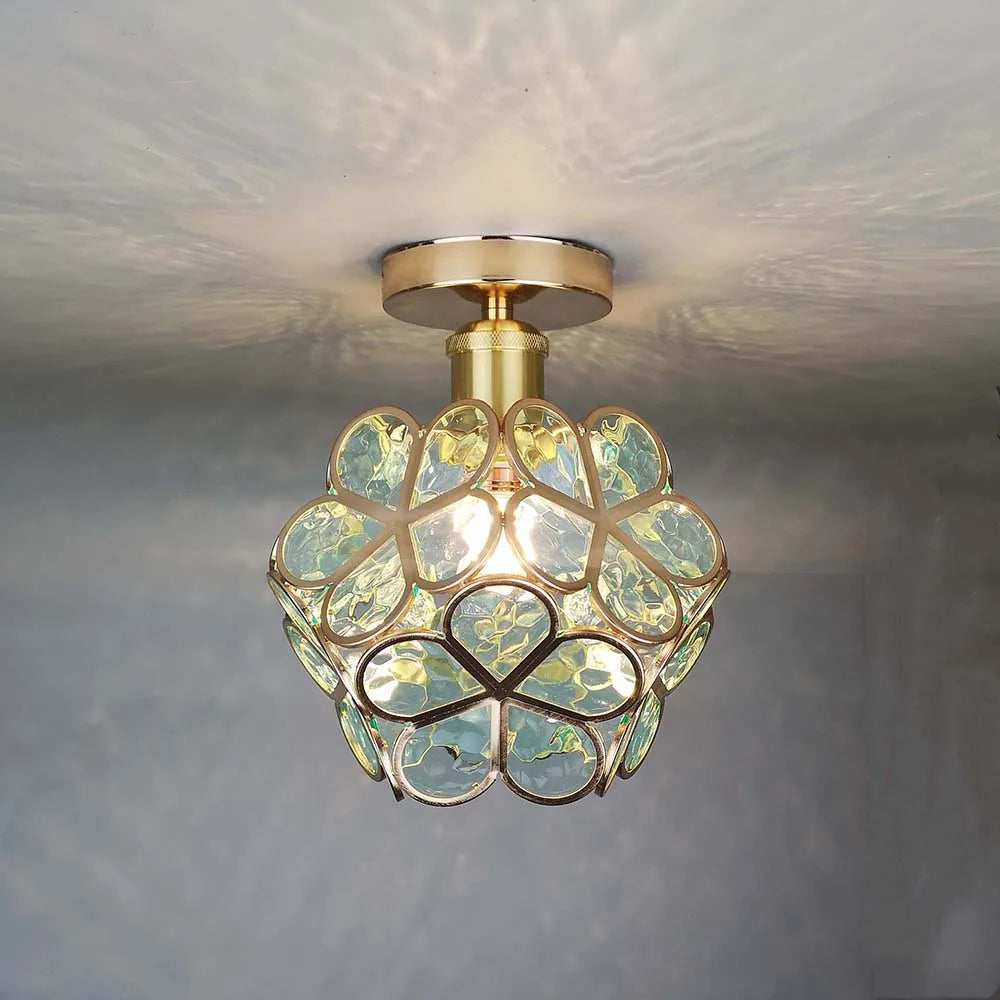 Lampa sufitowa w kształcie kwiatów | Designerska szklana lampa do przedpokoju, salonu i sypialni