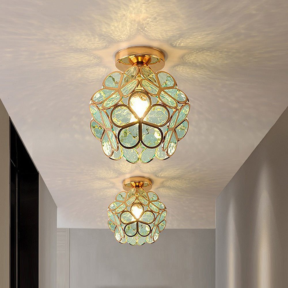 Lampa sufitowa w kształcie kwiatów | Designerska szklana lampa do przedpokoju, salonu i sypialni