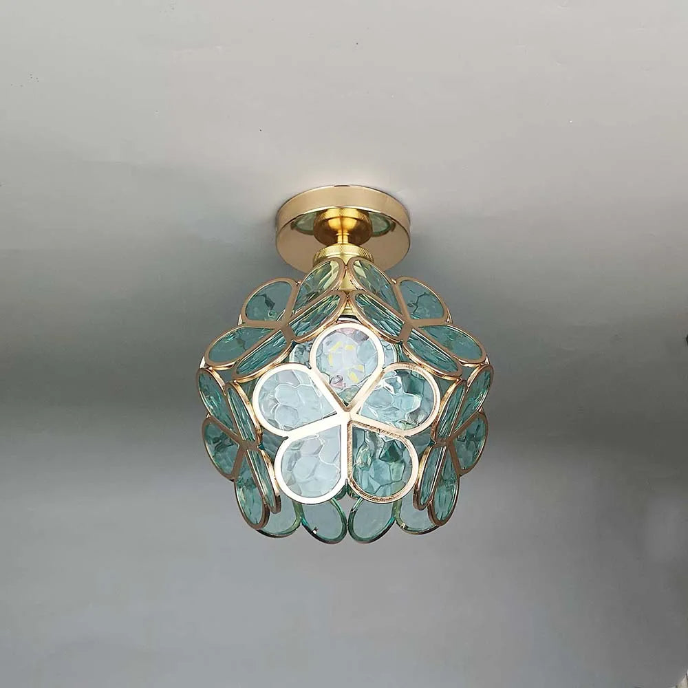 Lampa sufitowa w kształcie kwiatów | Designerska szklana lampa do przedpokoju, salonu i sypialni