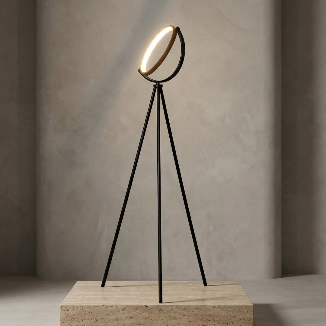 Halo | Modern Black LED Floor Lamp with Adjustable Height