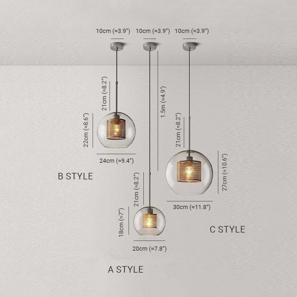 Lumen Collection | Szklana lampa wisząca z eleganckim designem | Nowoczesne oświetlenie do salonu, jadalni i sypialni