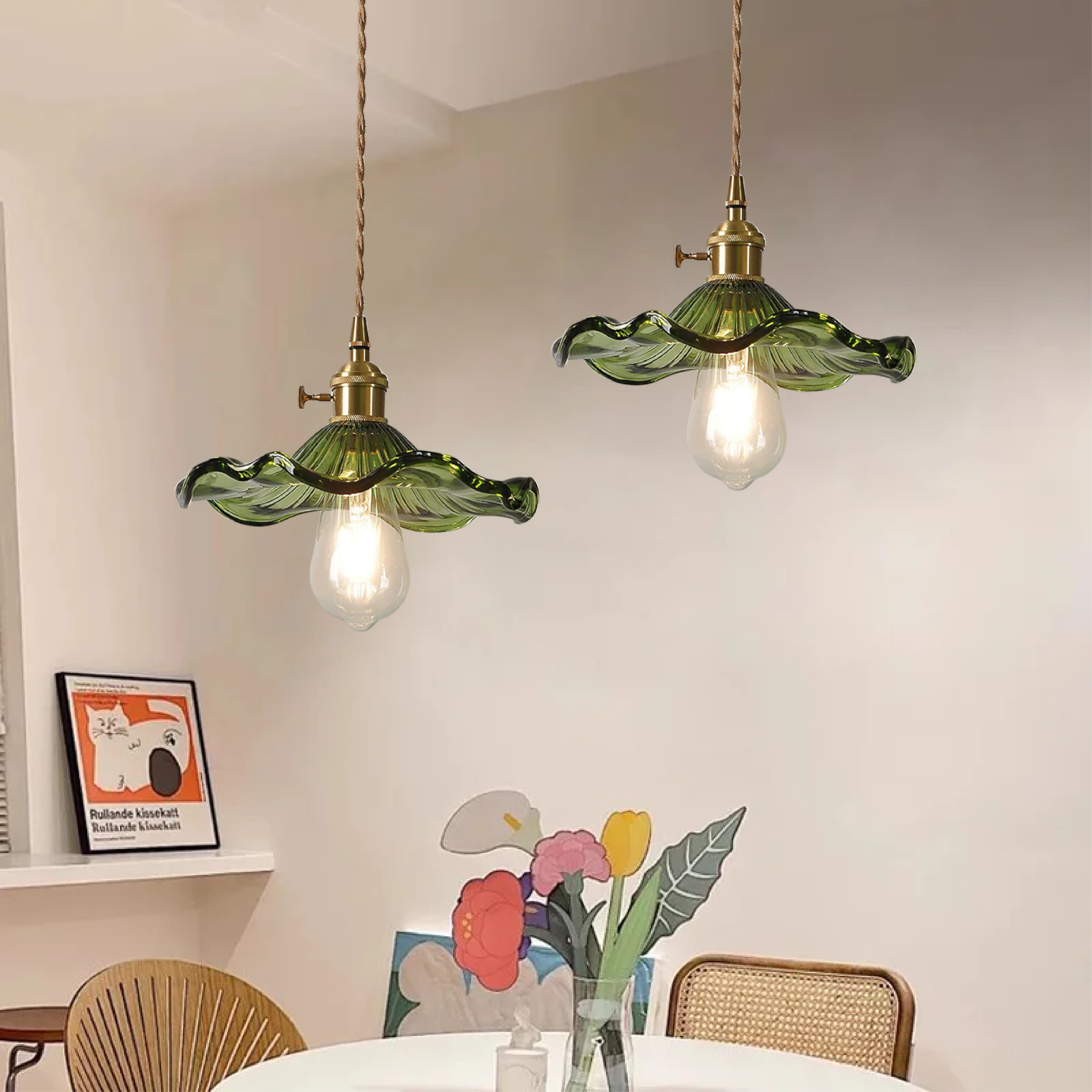 Lampa wisząca Hibiscus ze szkła | Designerska lampa sufitowa LED w kształcie kwiatu