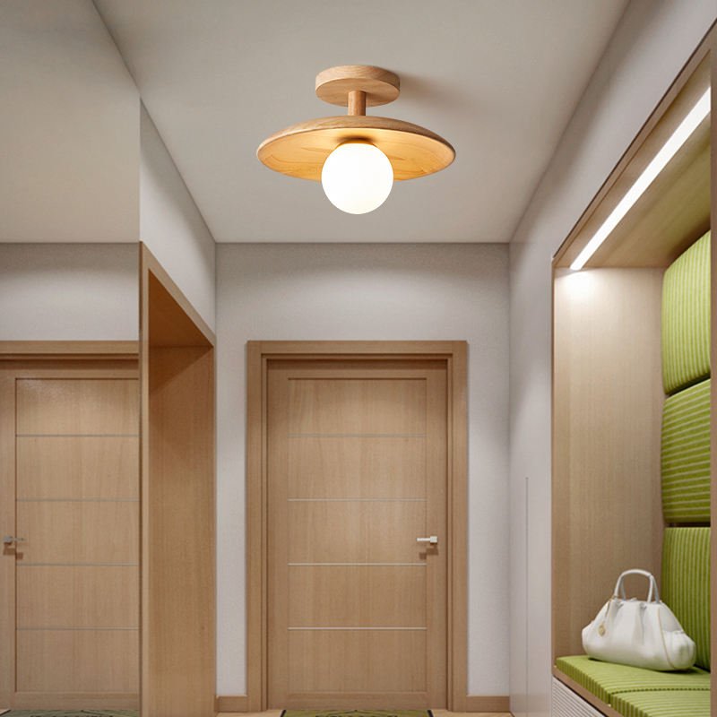Japońska Lampa Sufitowa LED z Drewnianym Designem | Elegancka Atmosfera do Salonu 5
